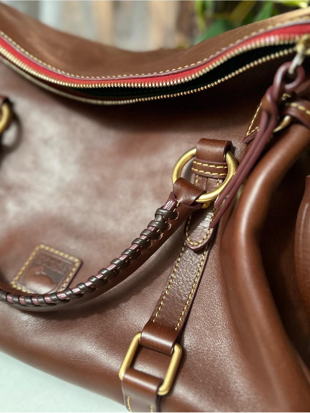 Chestnut Dooney & Bourke Florentine Leather Satchel NWT - Picture 11 of 13